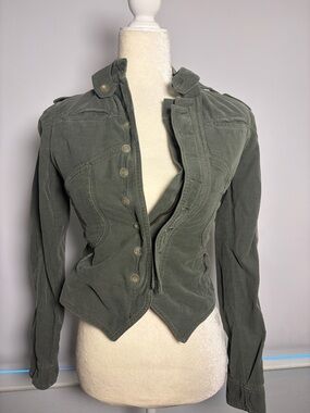 Stella McCartney Olive Green Tailored Military-Style Jacket Corduroy S